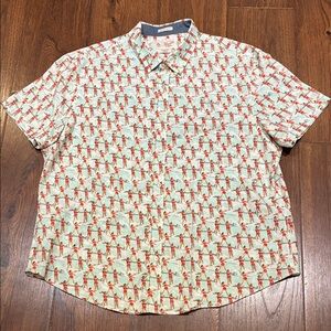 Original Penguin Red and Cream Patterned Casual Shirt